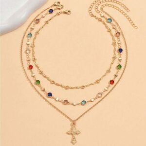 Gold layered cross Necklace A1477